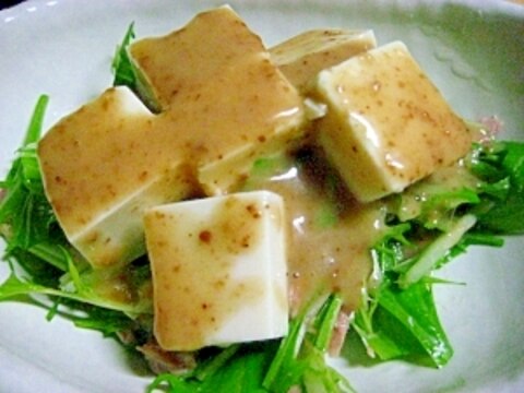 豆腐とみず菜のサラダ